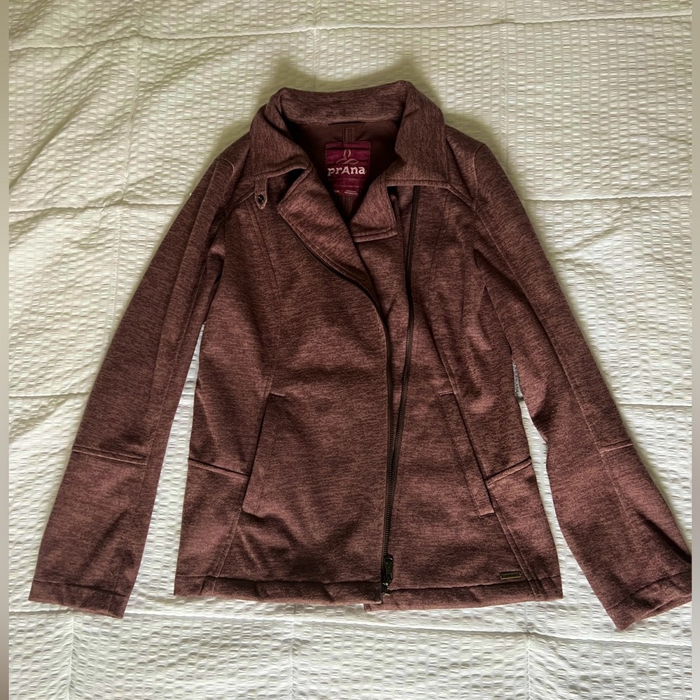 Prana Burgundy Asymmetrical Zip Up with Pockets